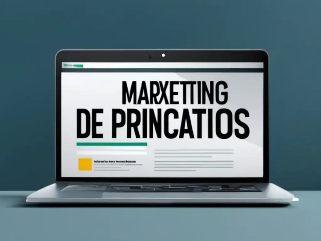 Imagen: Laptop en escritorio blanco, gráfica crecimiento beneficios marketing afiliados, planificación estratégica