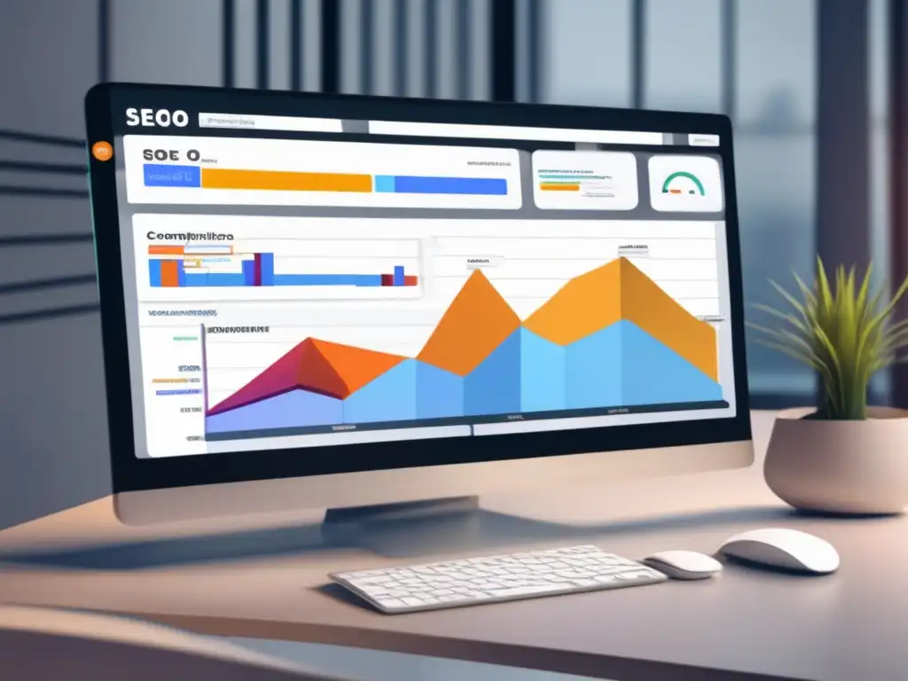Imagen de pantalla de computadora con herramientas SEO y métricas, ideal para marketing de afiliados