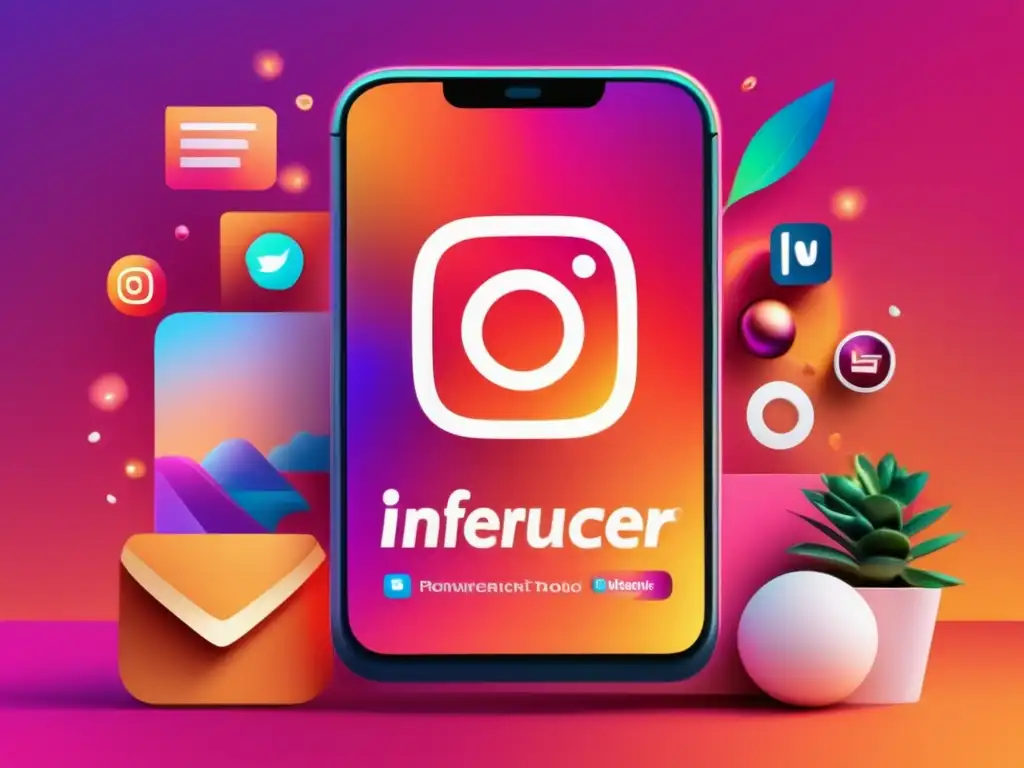 Imagen 8k con diseño moderno muestra smartphone con Instagram Shopping y herramientas de marketing de afiliados en redes sociales