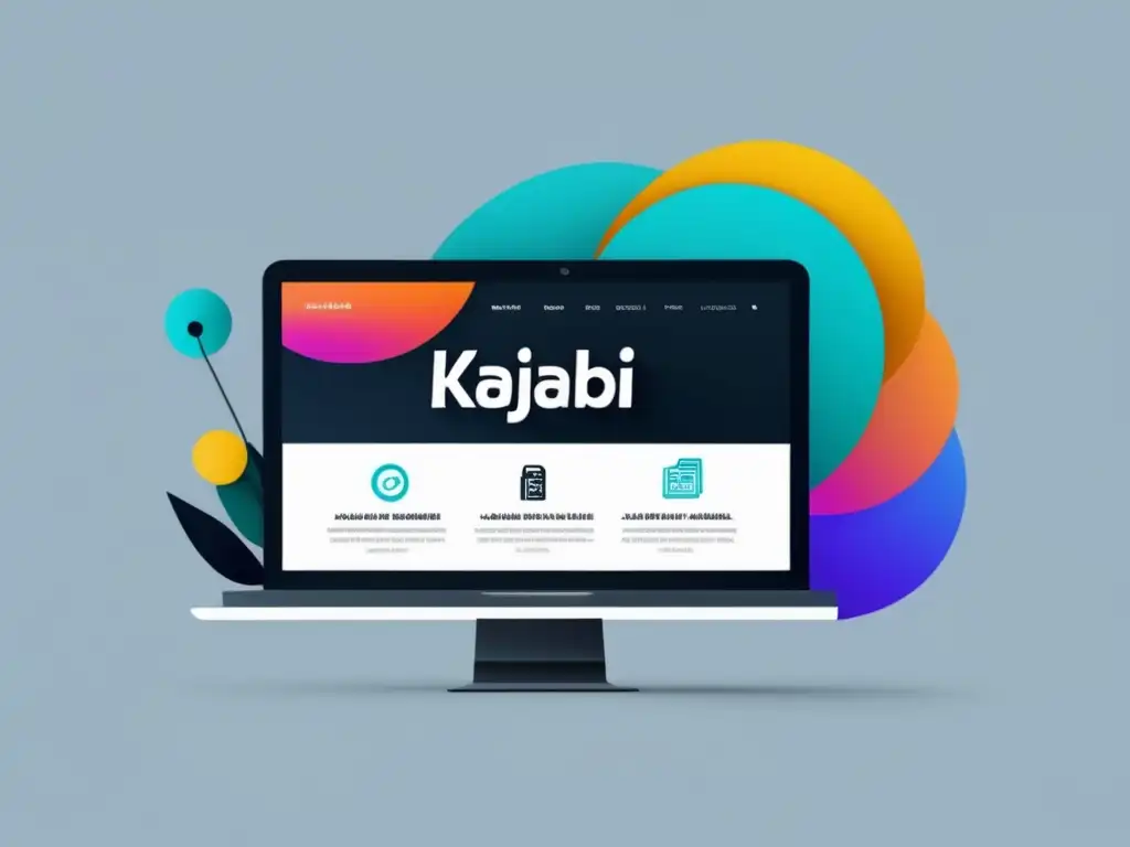 Beneficios programa afiliados Kajabi: imagen ultradetallada, minimalista y moderna con logo y beneficios clave