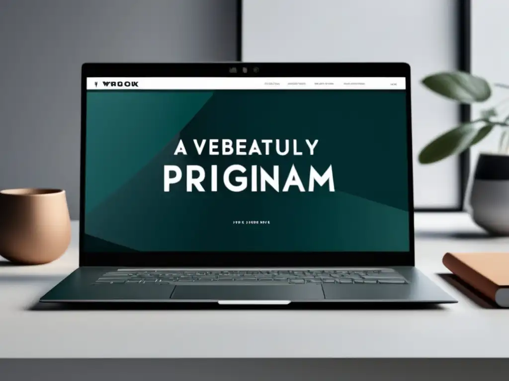 Imagen de laptop moderna en escritorio minimalista con web de marketing de afiliados Elegant Themes