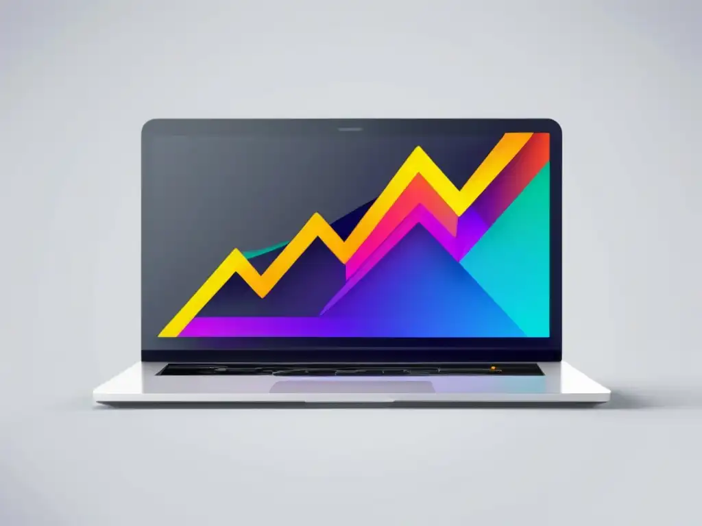 Tendencias en el marketing de afiliados: laptop moderno con pantalla vibrante mostrando gráfico colorido de crecimiento