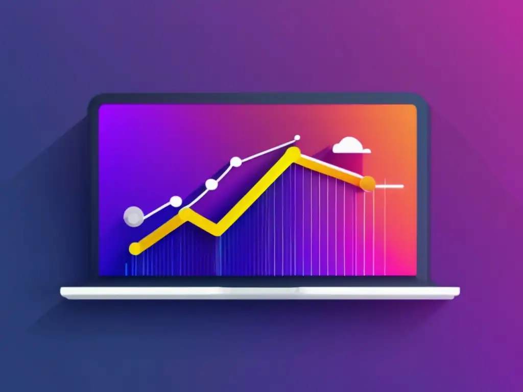 Laptop con gráfico de aumento de ingresos en marketing de afiliados mediante estrategias de contenido