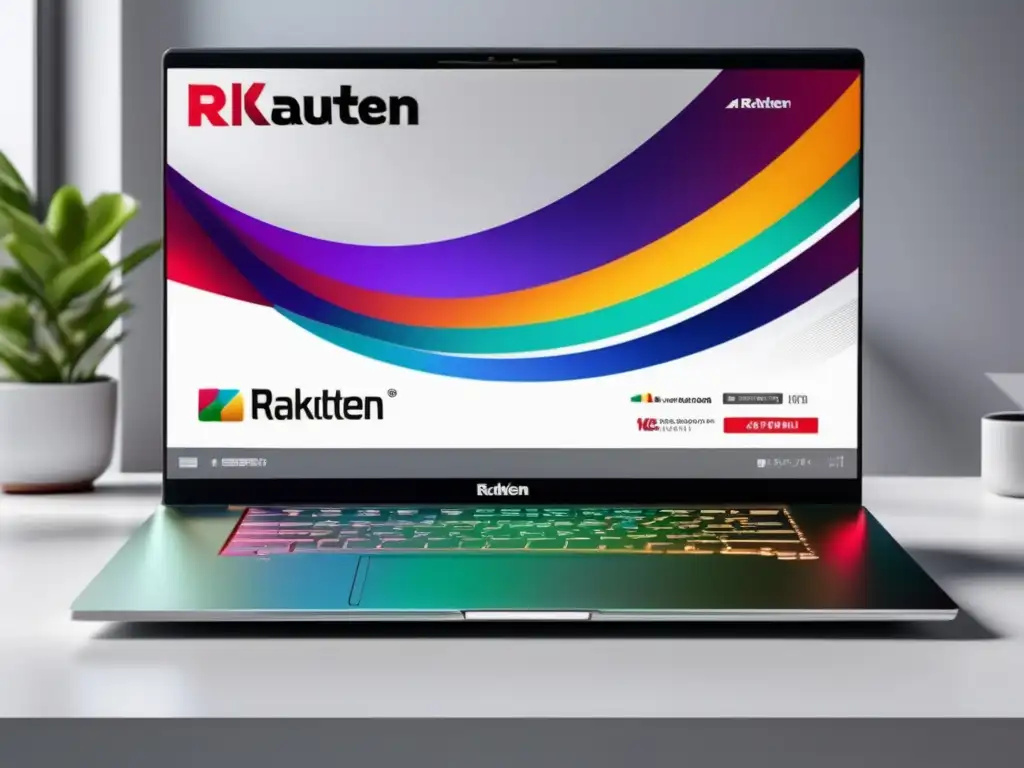 Imagen 8k del programa de afiliados de Rakuten en un elegante y minimalista portátil