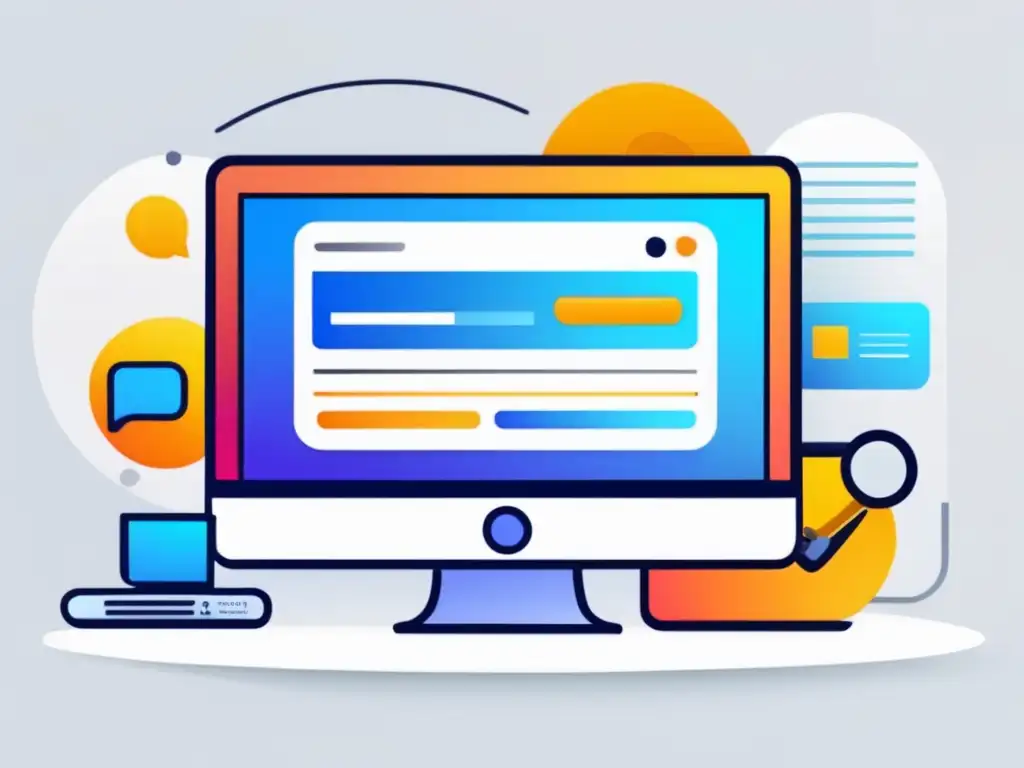 Ilustración minimalista de una interfaz web con herramientas de optimización de conversión