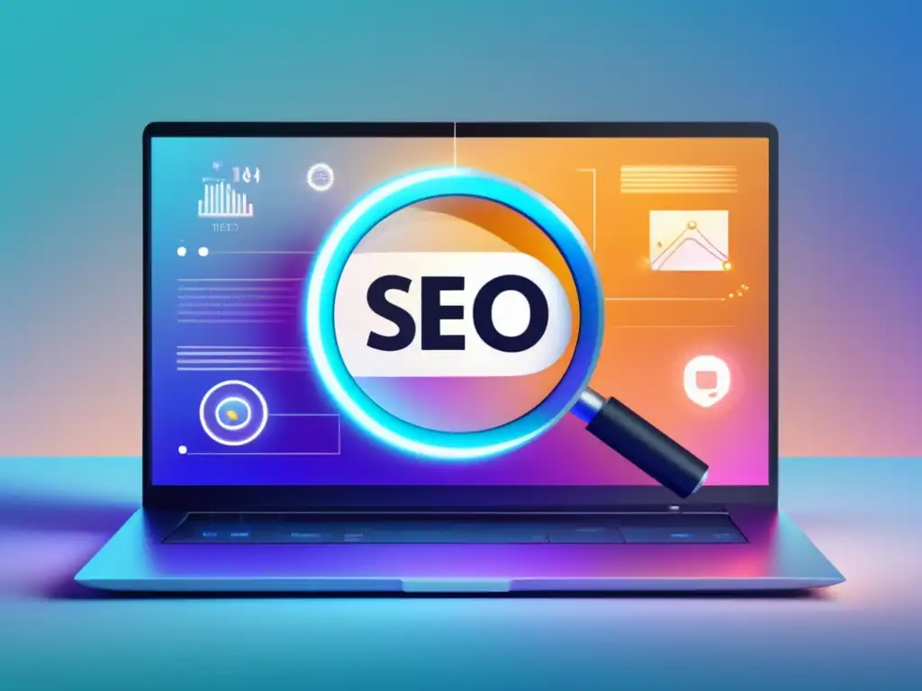 Laptop minimalista con SEO para ganancias en marketing de afiliados