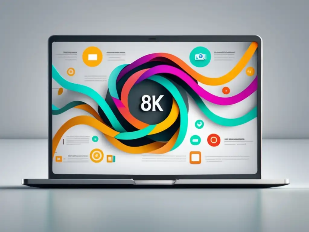 Imagen 8k con diseño minimalista y moderno de una laptop con pantalla vibrante