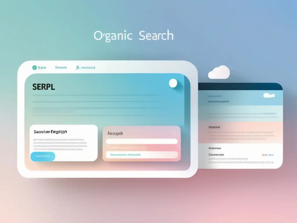 Diseño minimalista y moderno de una página de resultados de búsqueda (SERP) con estrategias de SEO para marketing de afiliados
