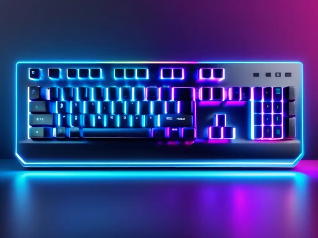 Teclado futurista con luces neón: estrategias de SEO en marketing de afiliados