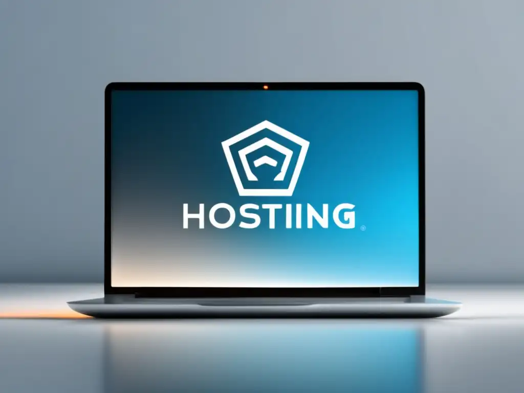 Laptop moderno con logo de plataforma de web hosting y programa de afiliados