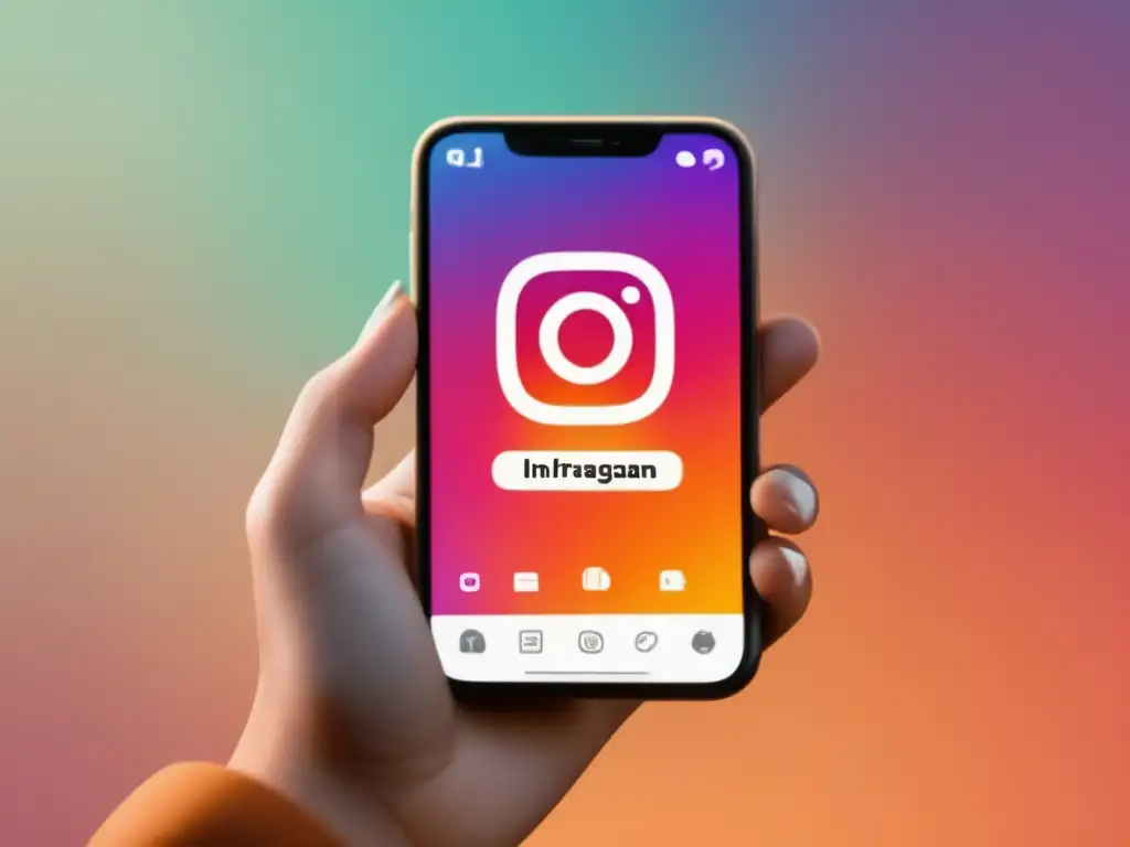 Estrategias de marketing de afiliados en Instagram, mano tocando un smartphone con app de Instagram y feed de contenido vibrante