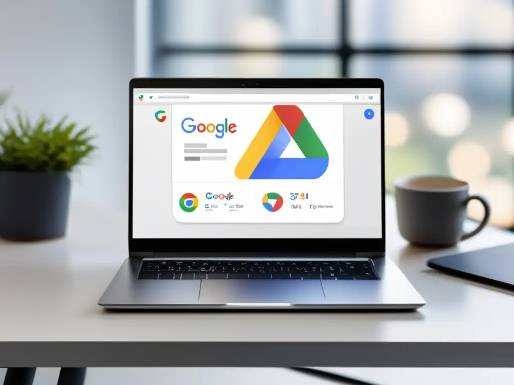 Laptop minimalista con Google Search Console y métricas de SEO para ventas de afiliados