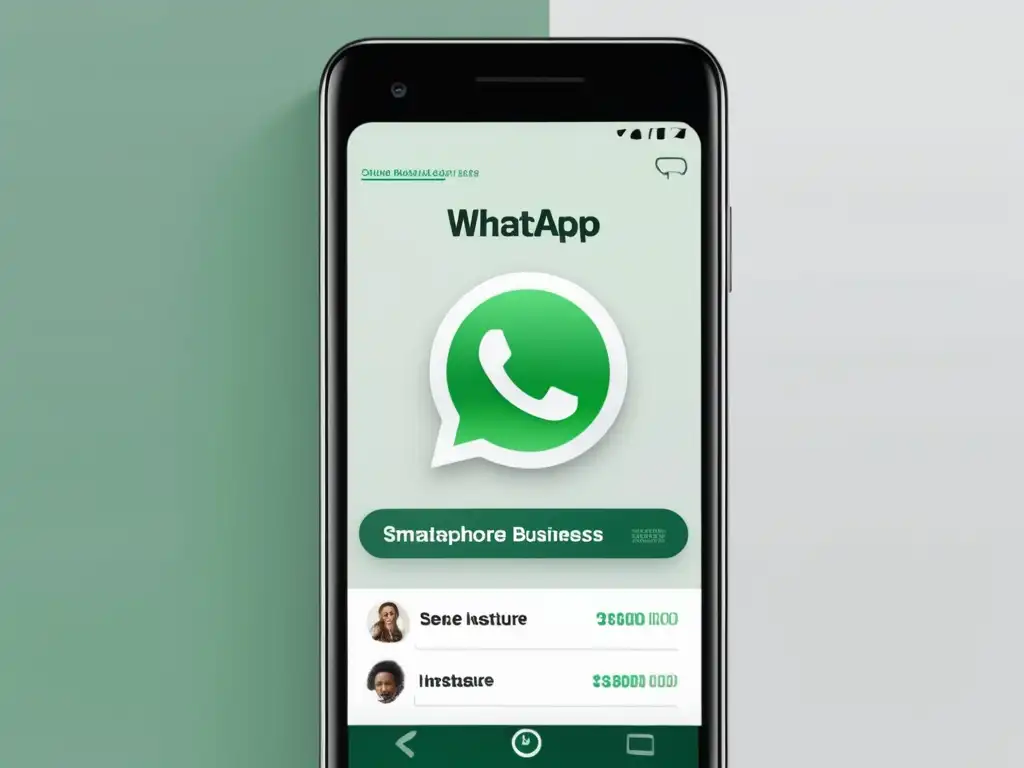 Smartphone con interfaz de Whatsapp Business para estrategias de afiliados en marketing