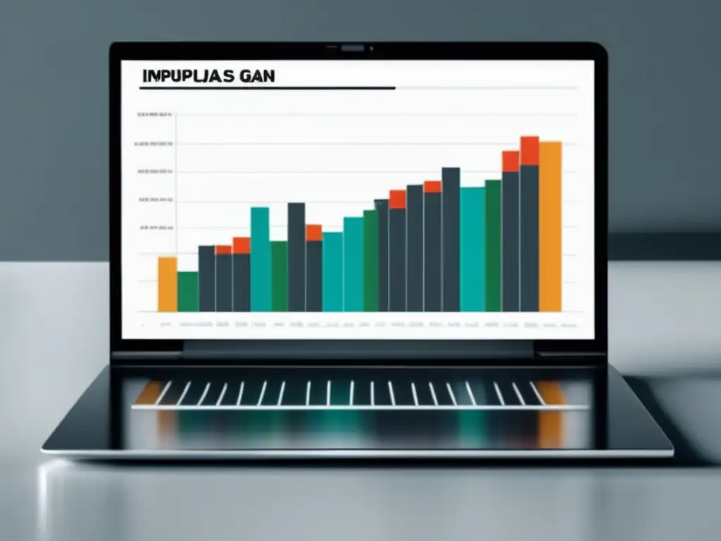 Laptop minimalista con gráfico de audiencia segmentada (110 caracteres)