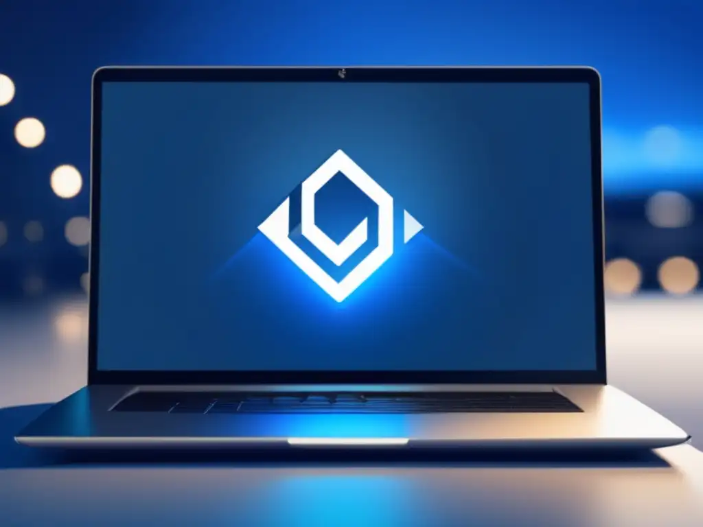 Laptop minimalista con logo Bluehost, simbolizando beneficios y características del programa de afiliados