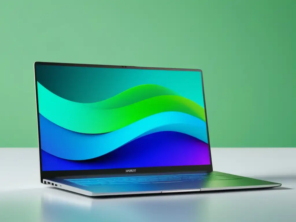 Laptop plateado y elegante con pantalla sin bordes y gráfica de conversiones exitosas