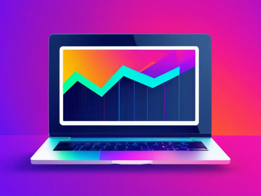 Laptop moderno con gráfico de impacto positivo de estrategias éticas de marketing de afiliados