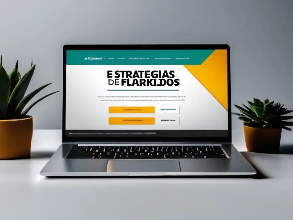 Laptop con diseño web minimalista y estrategias de marketing de afiliados