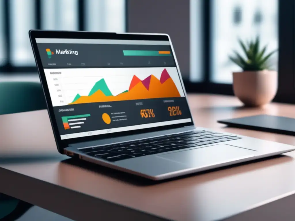 Laptop con dashboard: Estrategias efectivas de marketing de afiliados para emprendedores