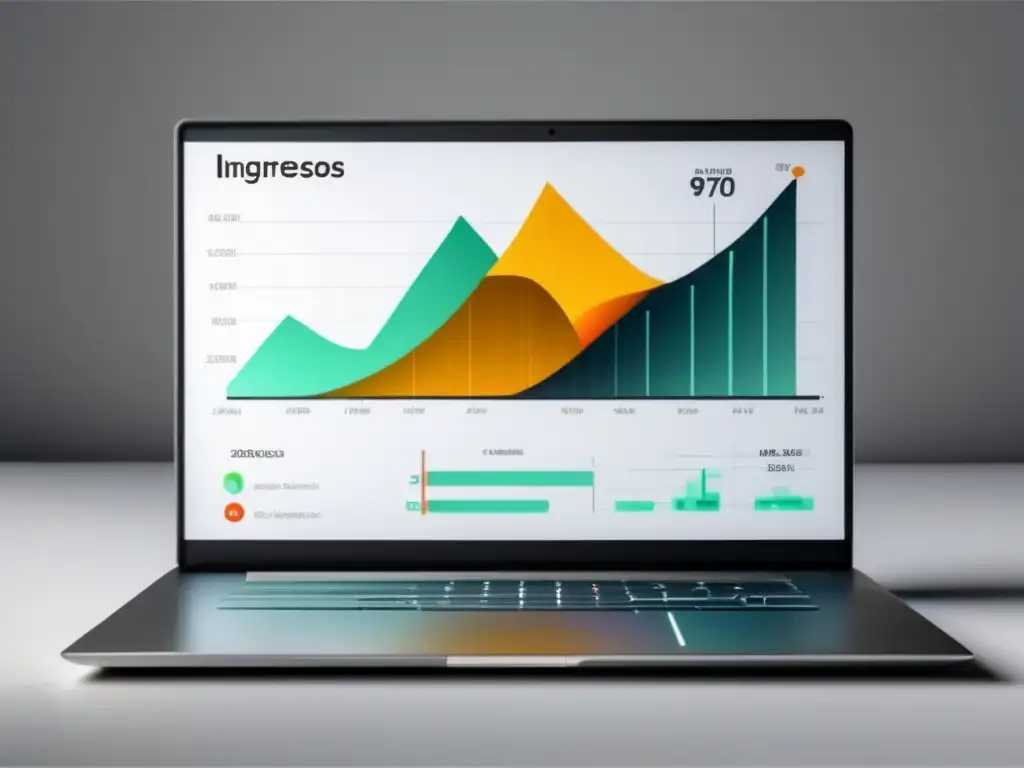 Laptop moderno con gráfico de ingresos, programas de afiliados de alto rendimiento