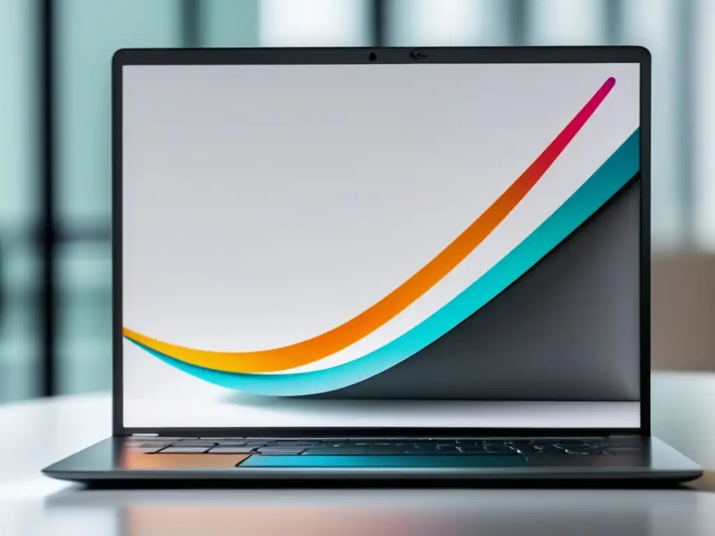 Laptop profesional muestra gráfica de ganancias, optimizando contenido en marketing de afiliados