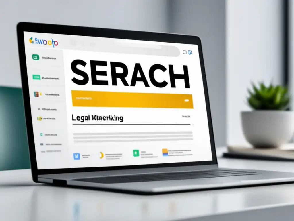 Laptop y SERP sobre regulaciones legales en marketing de afiliados