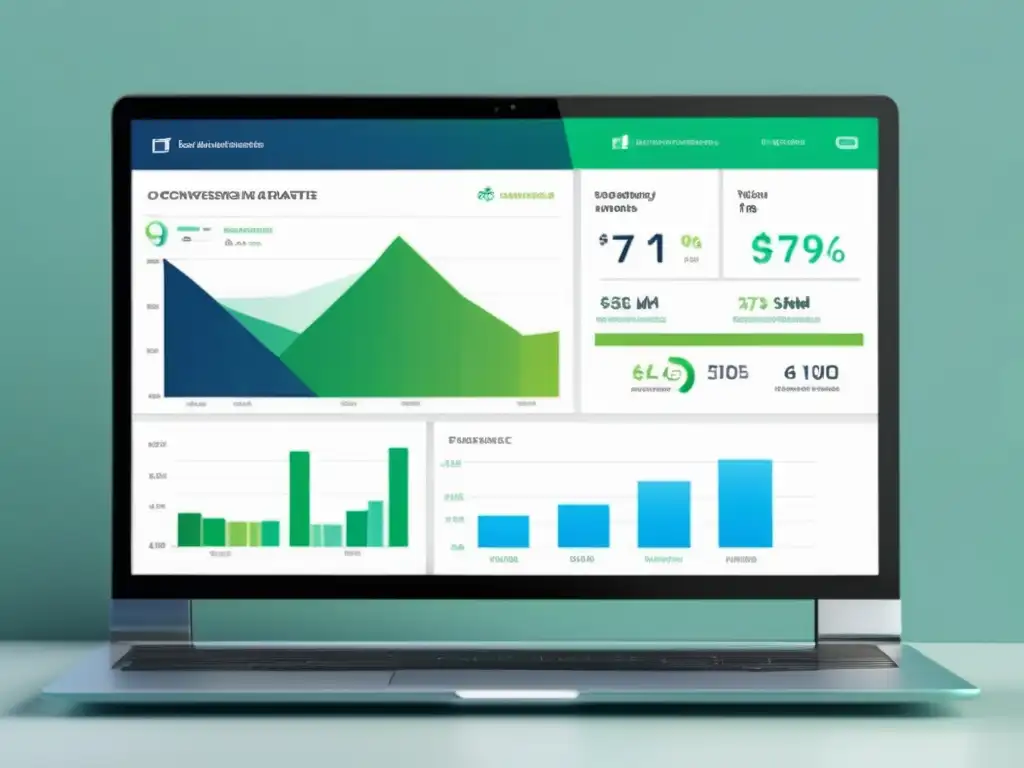 Laptop moderno con dashboard de CRO en tonos azules y verdes