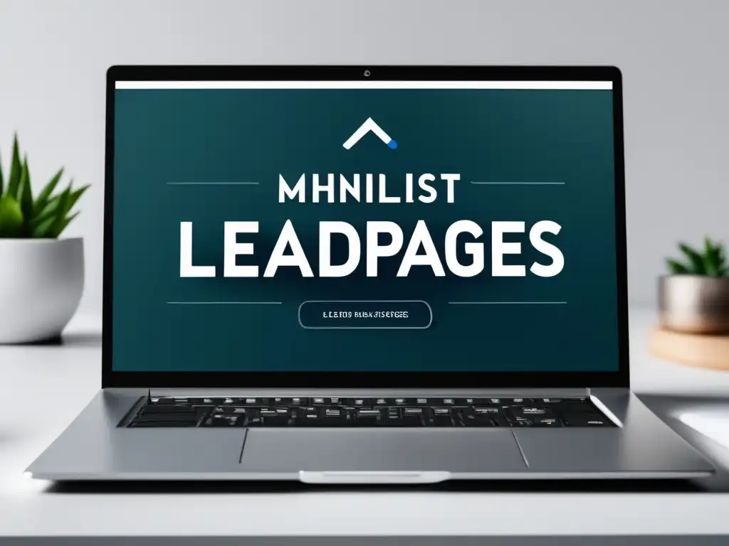 Ventajas programa afiliados Leadpages: laptop minimalista, dashboard elegante, promoción efectiva