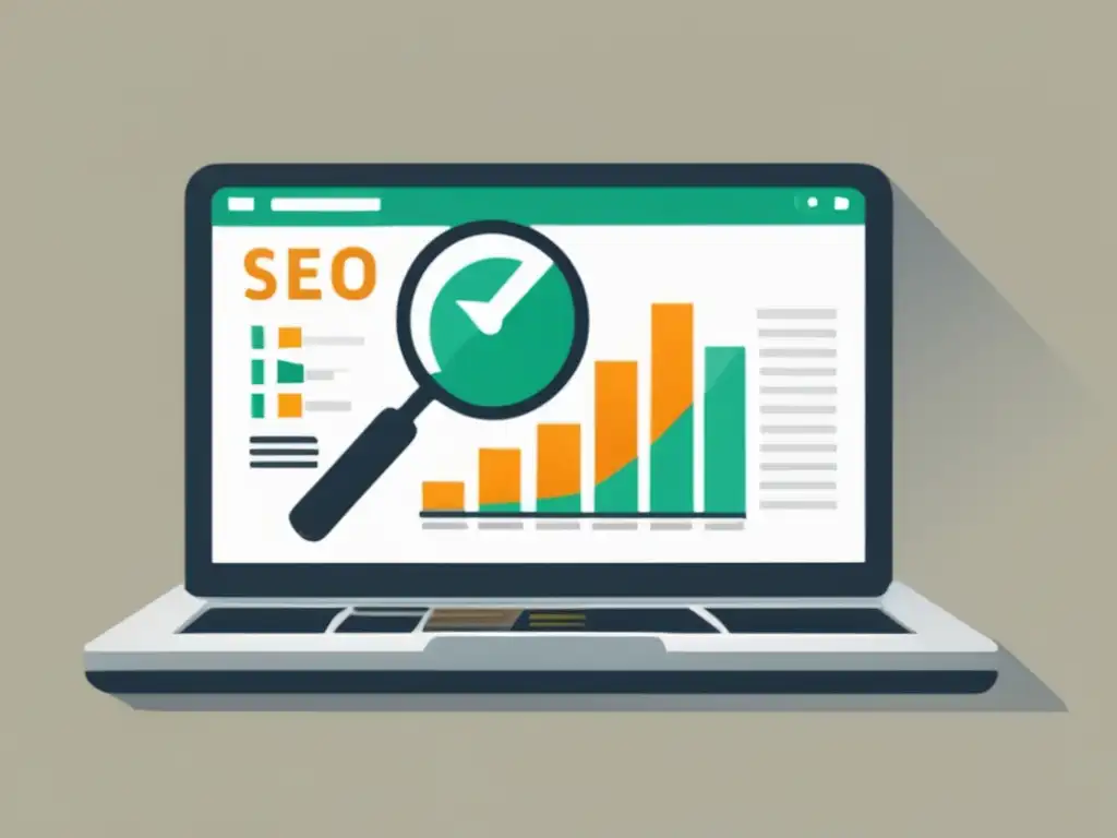 Laptop con gráfica de SEO: técnicas de SEO para afiliados