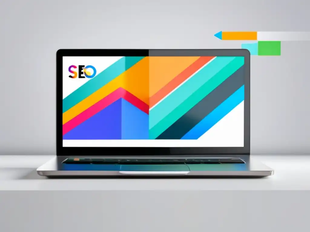 Laptop moderno y elegante, gráfico de SEO para éxito en marketing de afiliados