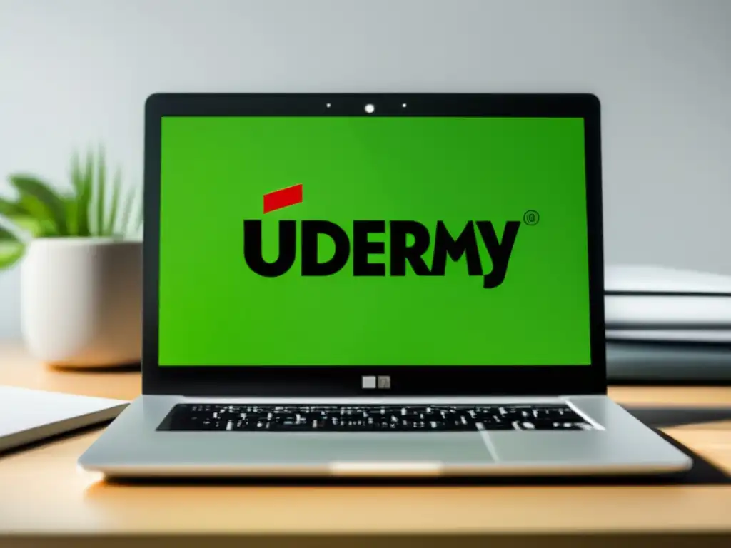 Laptop con logo de Udemy: ventajas del programa de afiliados de Udemy