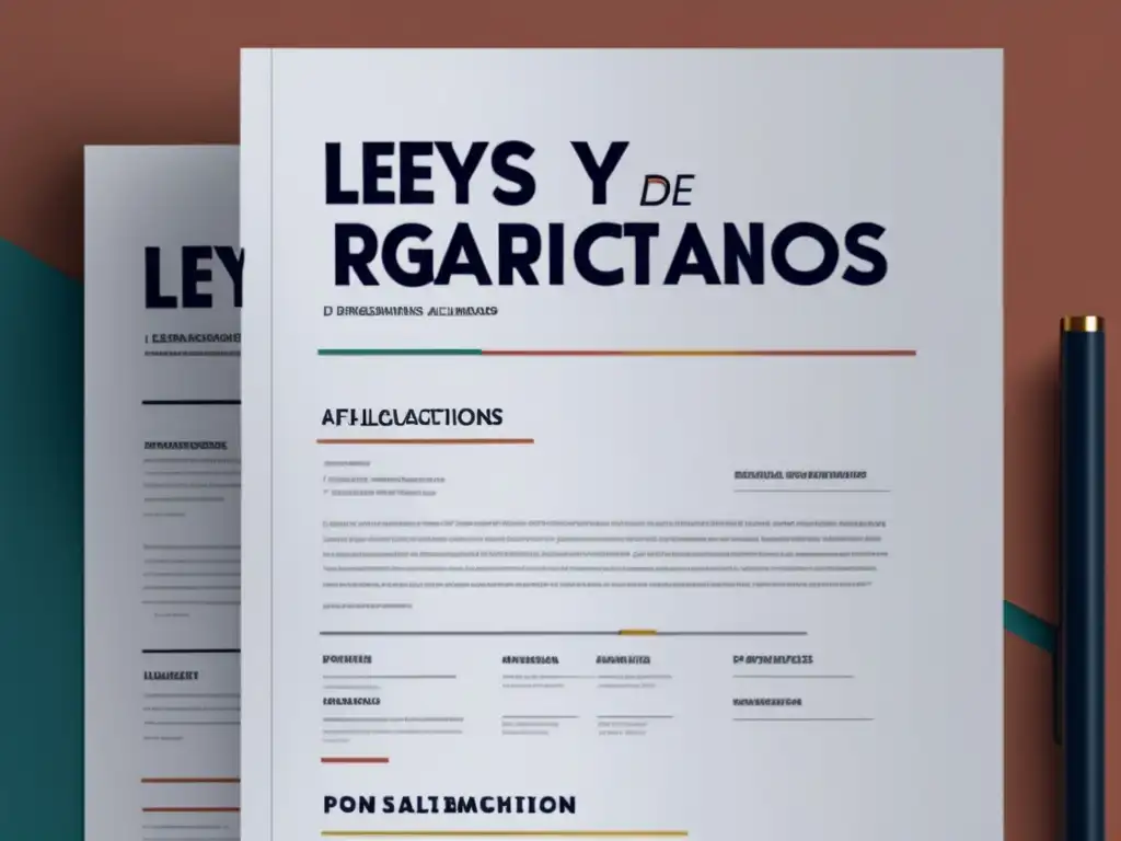 Leyes y Regulaciones de Marketing de Afiliados - Documento legal moderno y minimalista con secciones y colores destacados