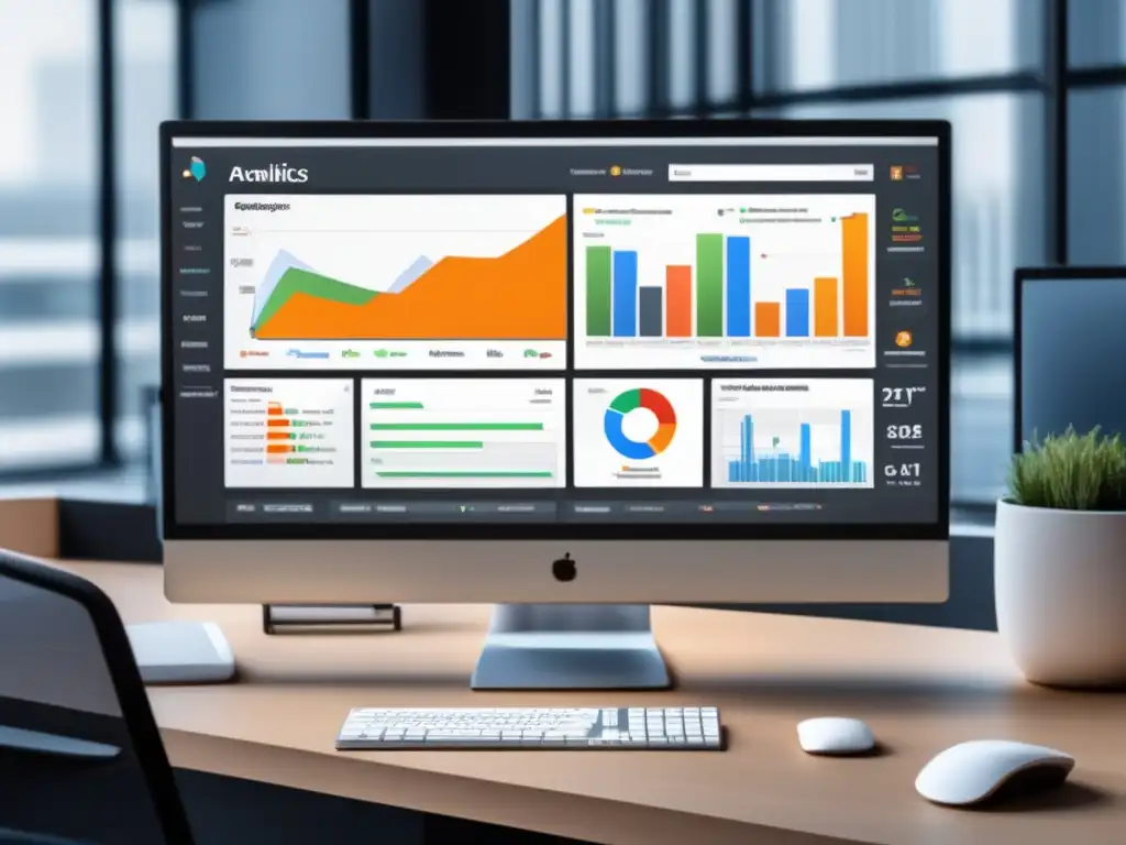 Monitor moderno con herramientas SEO para marketing de afiliados