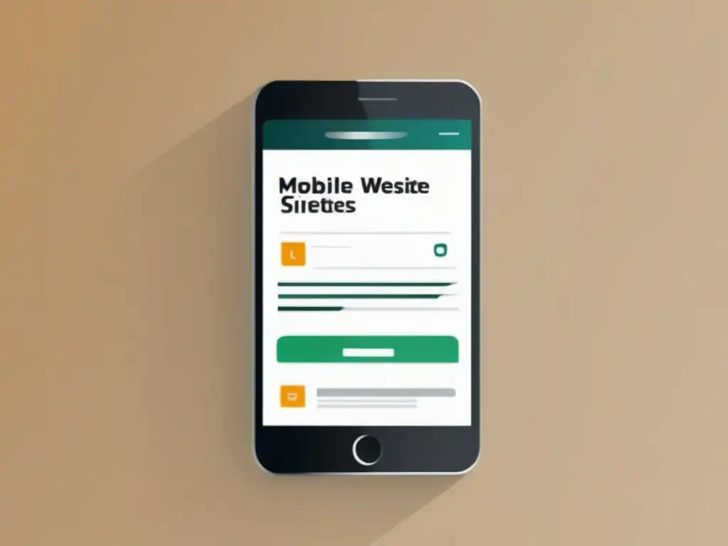 Smartphone con sitio web optimizado para móviles, diseño limpio y responsive