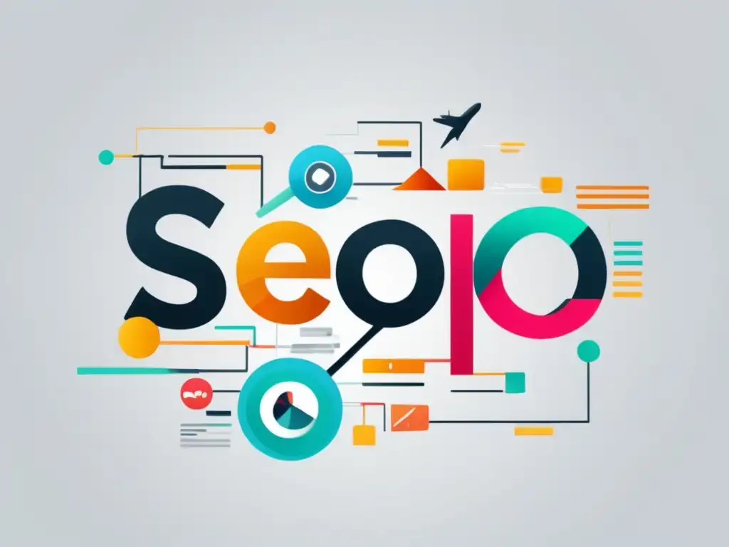 Diseño minimalista y vibrante que representa las estrategias de SEO para programas de afiliados