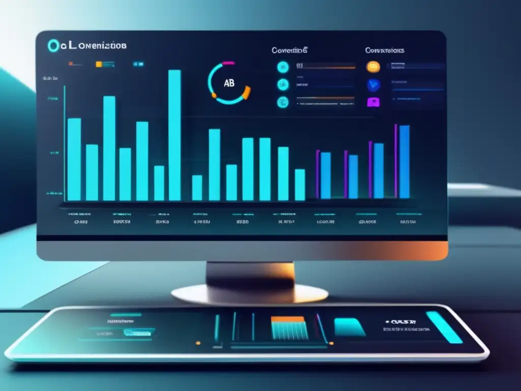 Imagen 8k de interfaz digital futurista para mejorar la tasa de conversión en el marketing de afiliados