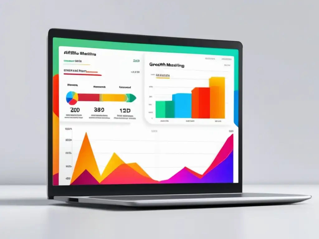 Laptop moderno con gráfico de crecimiento representando el marketing de afiliados