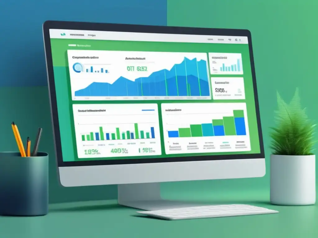 Imagen de pantalla mostrando sofisticado panel de SEO con gráficos y análisis de tráfico, estrategias de SEO para afiliados