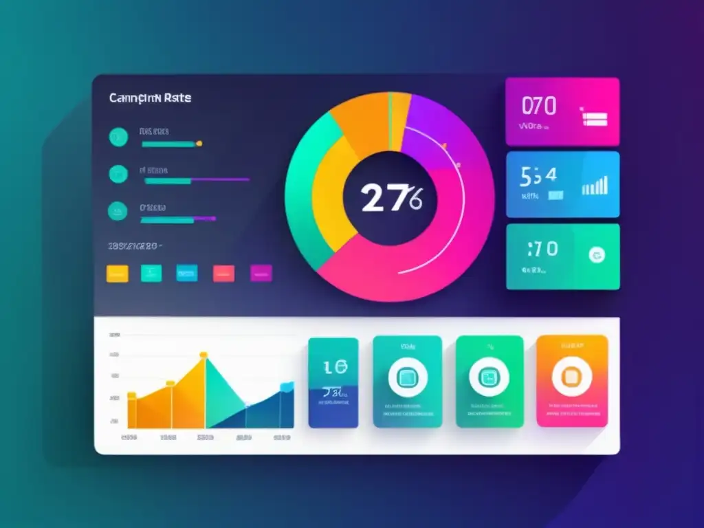 Dashboard futurista con visualizaciones de datos: mejores prácticas en marketing de afiliados