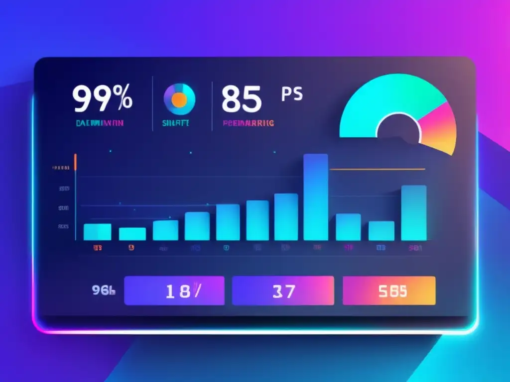 Dashboard digital minimalista con métricas clave marketing de afiliados en gráficos nítidos y vibrantes