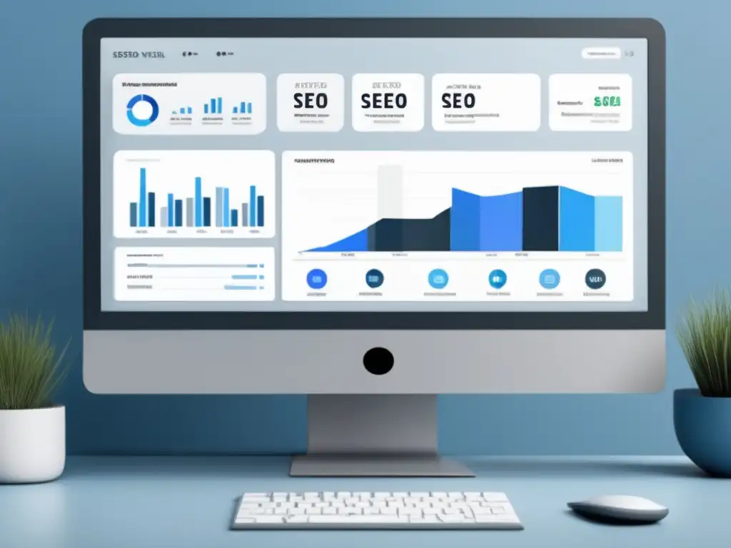 Dashboard SEO mostrando métricas y gráficos para marketing de afiliados
