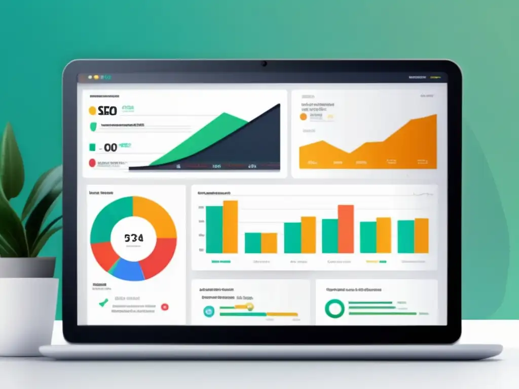 Dashboard SEO minimalista con gráficos, análisis y estrategias de SEO para afiliados en un mercado saturado
