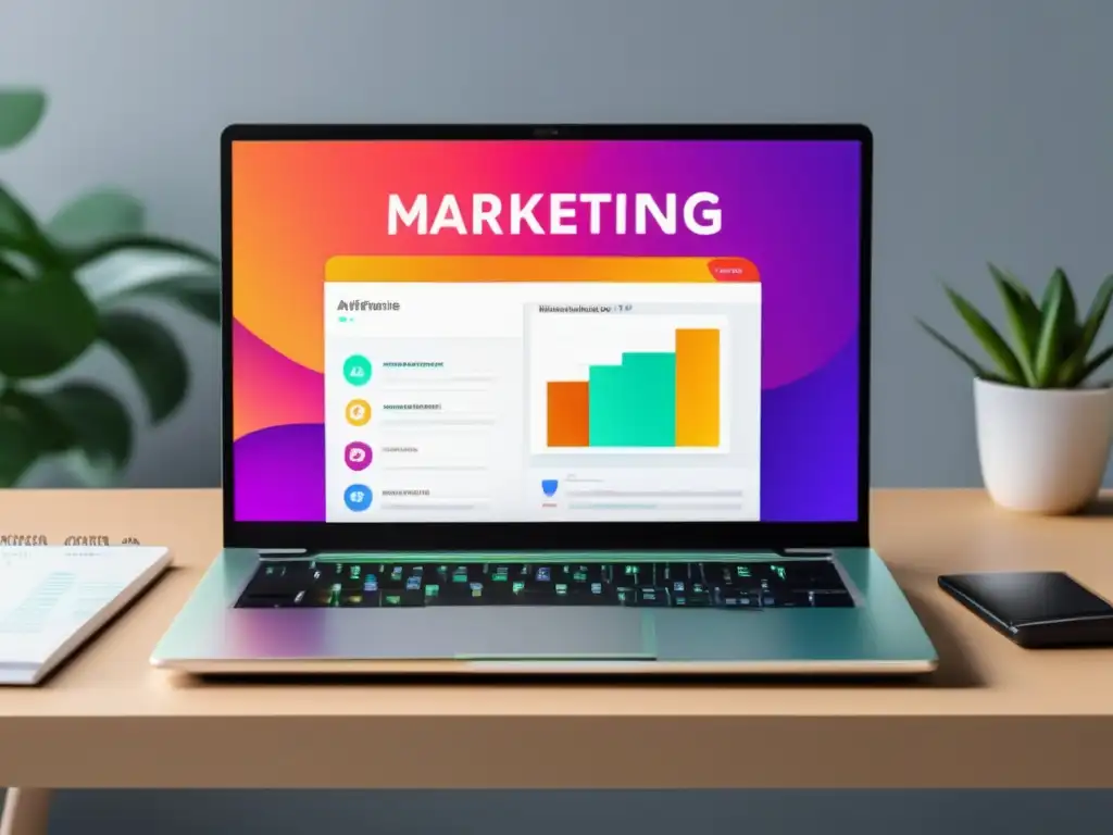 Laptop con plataforma de marketing de afiliados: herramientas para aumentar ganancias en marketing de afiliados