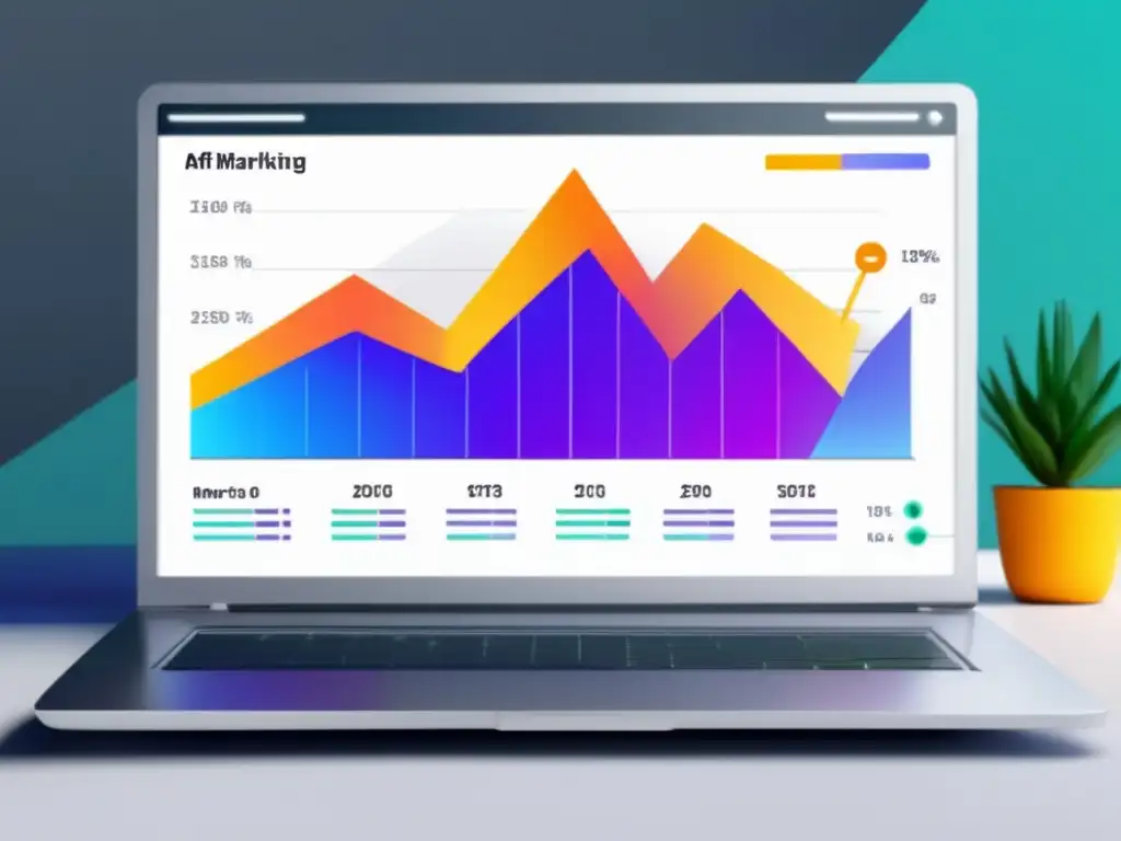 Laptop moderno y minimalista mostrando gráfico de crecimiento del marketing de afiliados - Leyes y regulaciones para principiantes