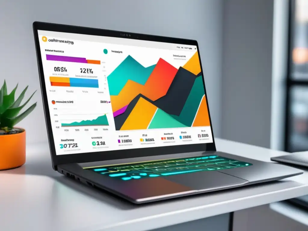 Laptop moderna con dashboard de programas de afiliados