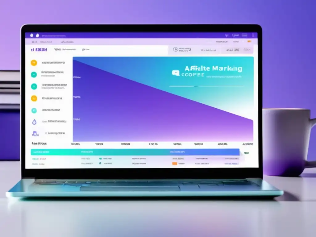 Laptop con pantalla de alta resolución muestra datos de seguimiento y tecnologías efectivas para aumentar ganancias en marketing de afiliados