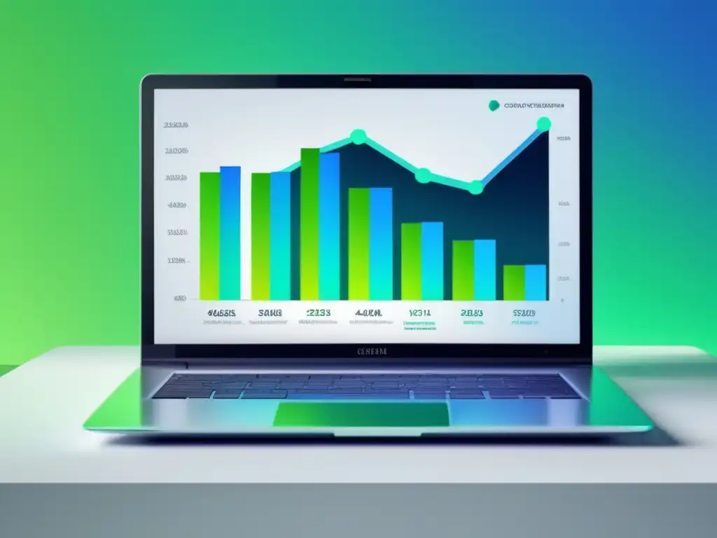 Laptop minimalista con gráfico de alta conversión en programas de afiliados