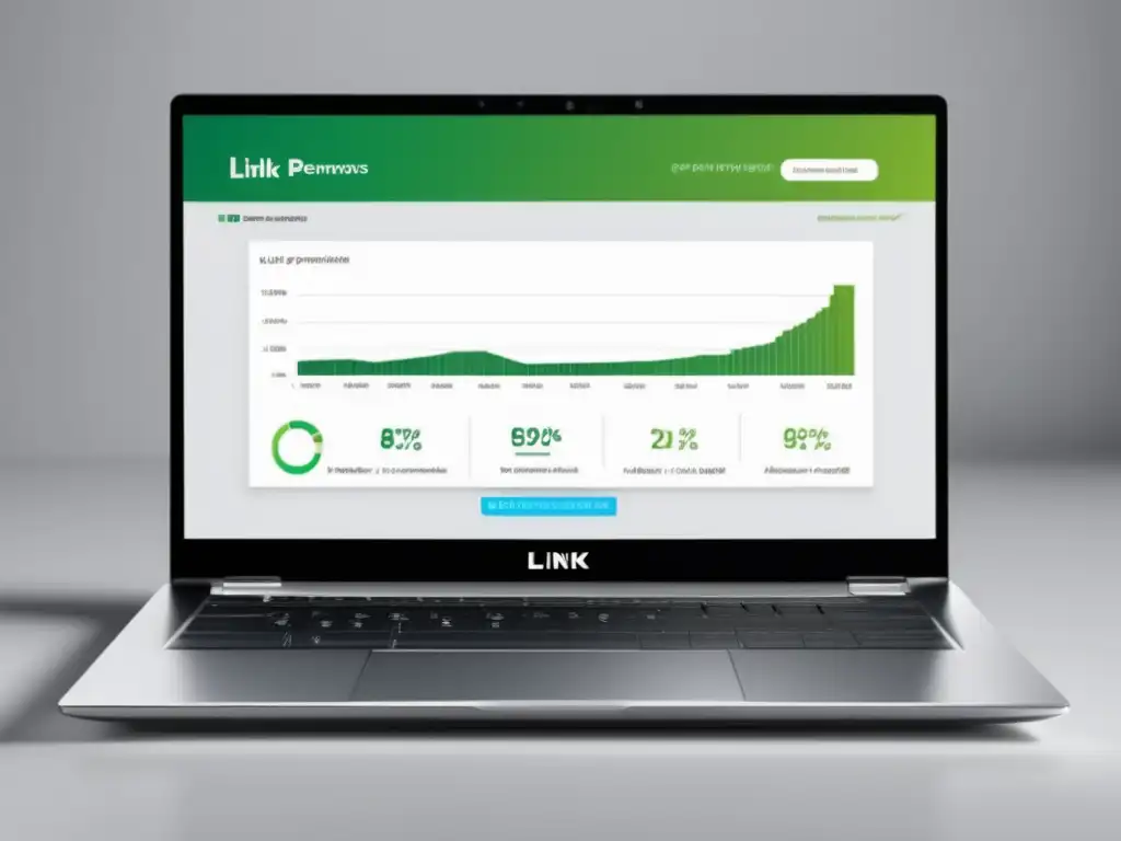 Laptop moderno y elegante con gráfico de optimización de enlaces de afiliados