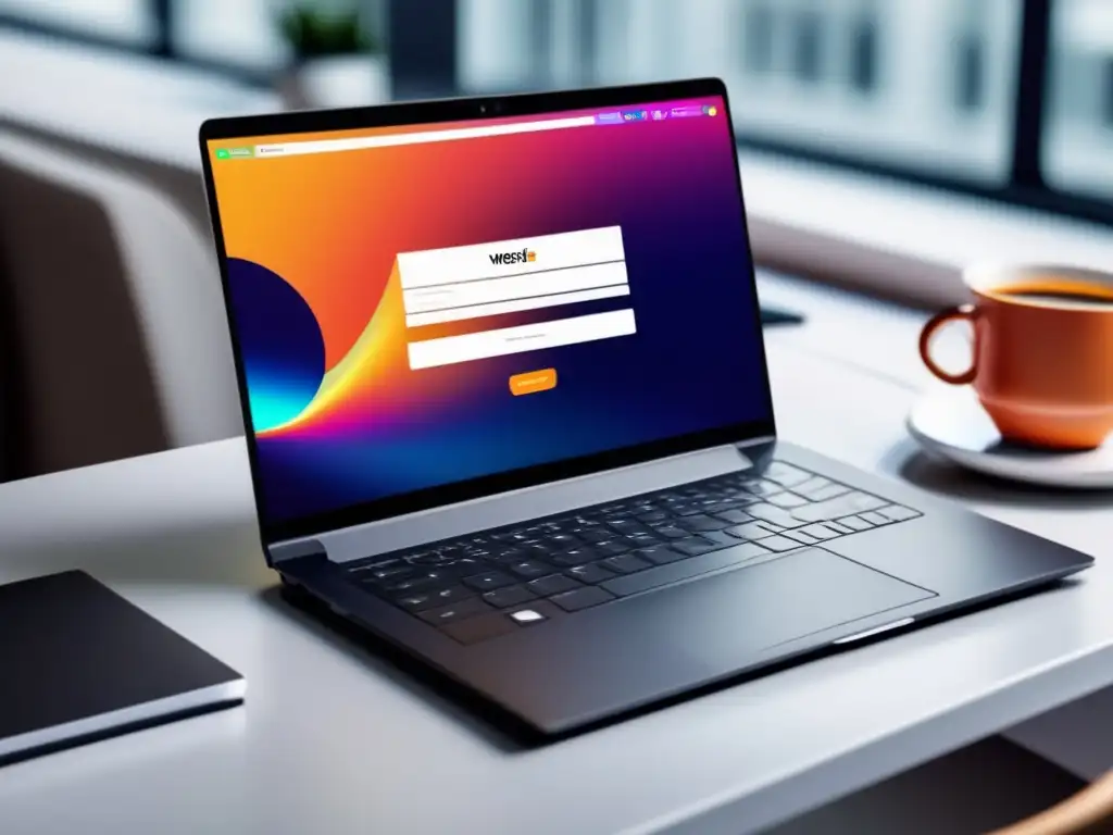 Laptop moderno con diseño web cautivador y estrategias avanzadas para maximizar ingresos en el marketing de afiliados
