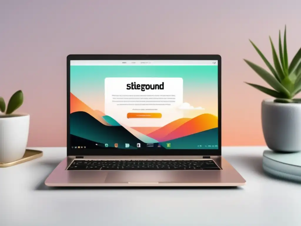 Laptop y programa de afiliados de SiteGround en un escritorio minimalista